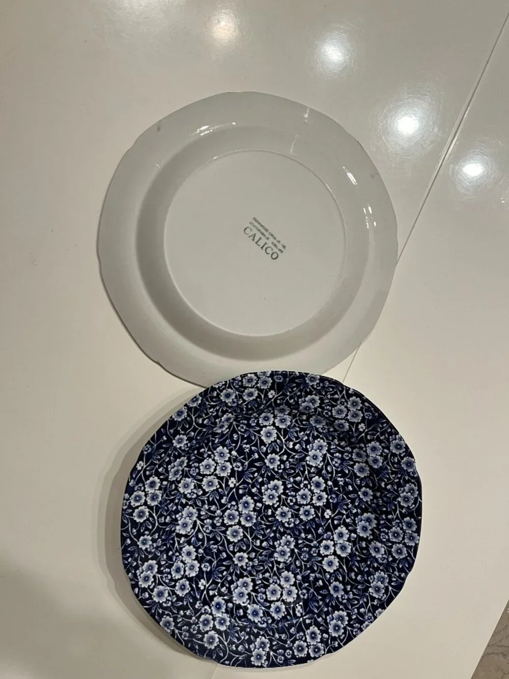 Calico Blue dinner plates -Crownford China (Staffordshire, England) (SET OF TWO)